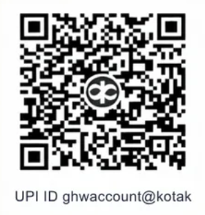 UPI QR code. UPI ID ghwaccount@kotak